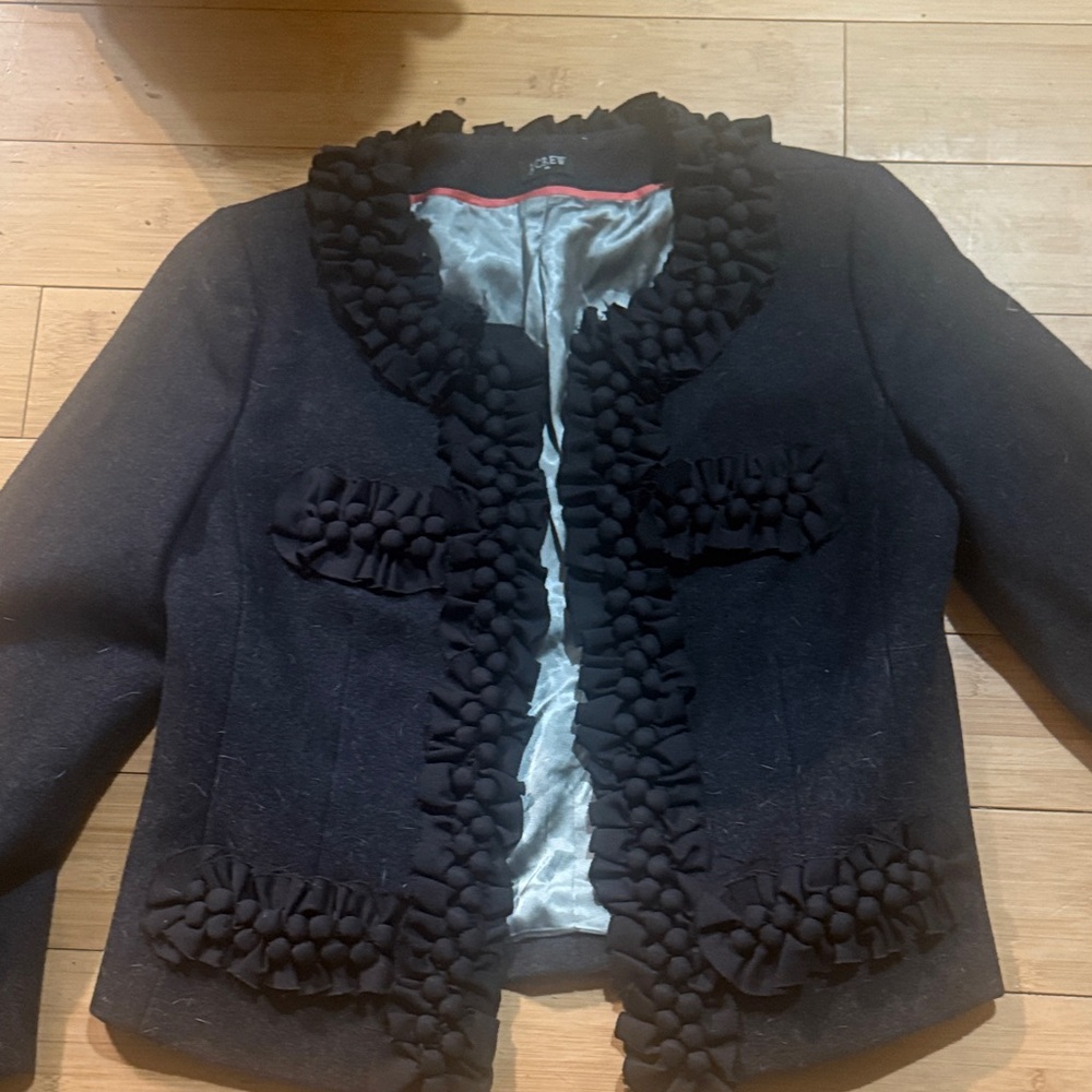 J. Crew Black Blazer with Ruffle Accents - Picture 1 of 4